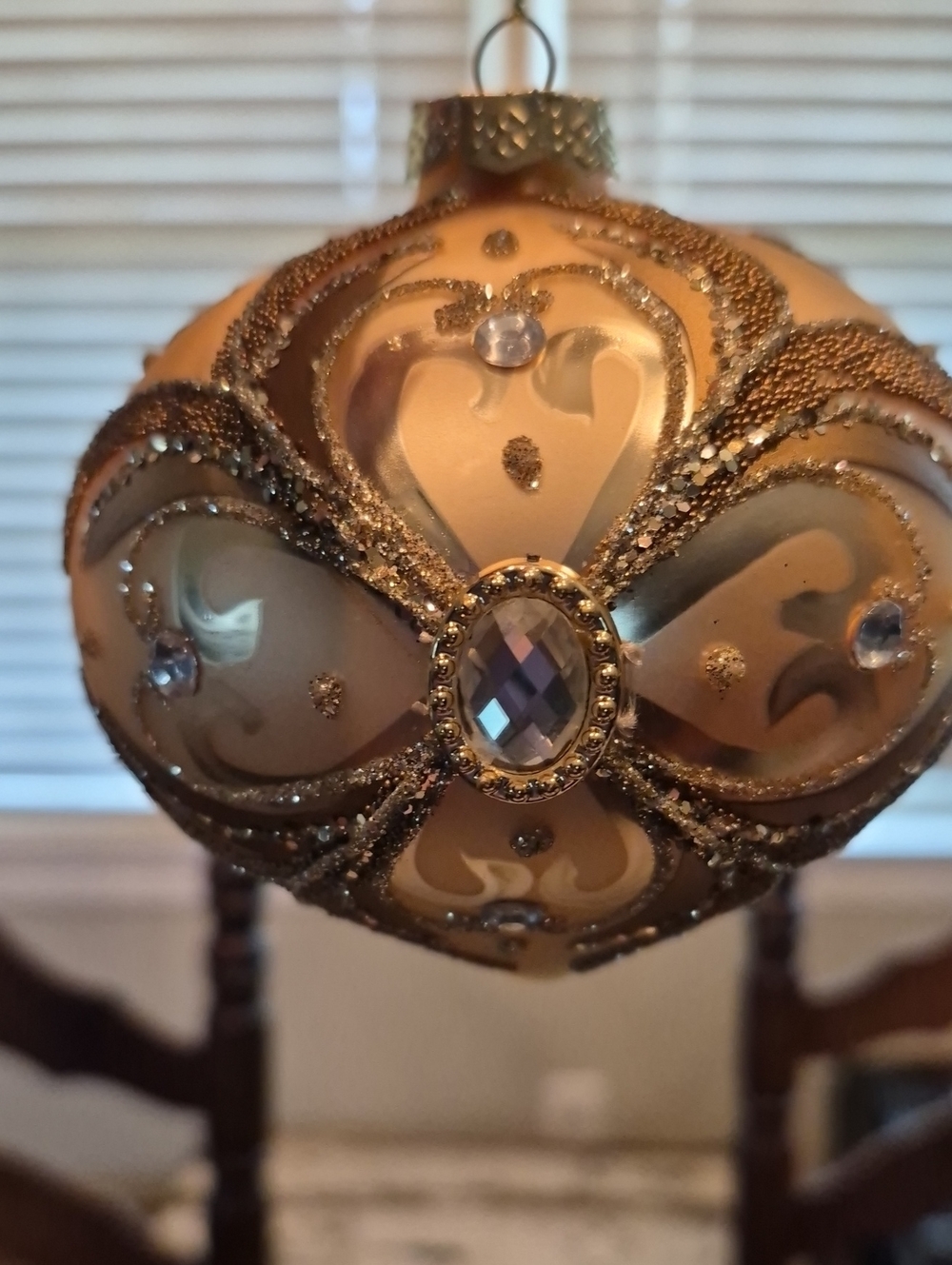 Mark Roberts Gold Glass Ornament with Jewel Accent